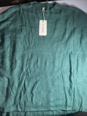 Women's Ribbed Knit Sweater - Teal Green